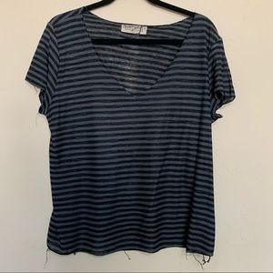Urban Outfitters Social Project T Blue stripe v neck distressed basic top